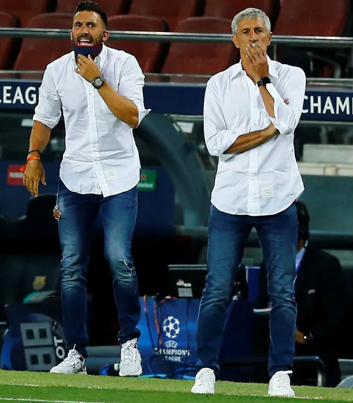 Setién y su cuerpo técnico