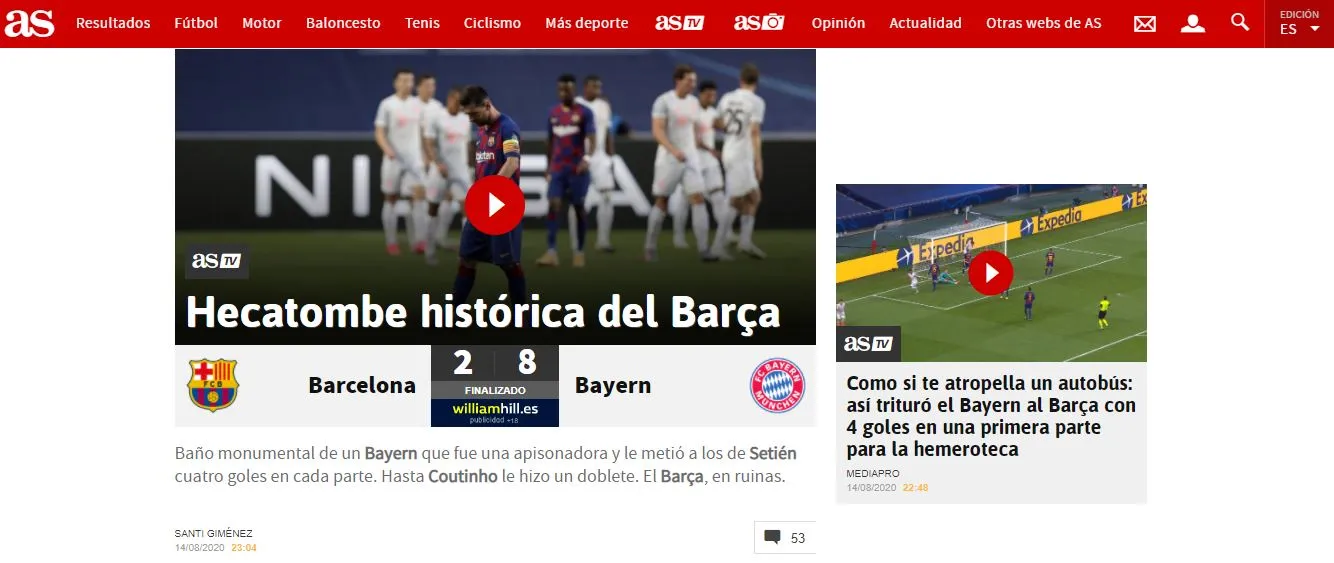 AS Portada en el portal de Diario AS