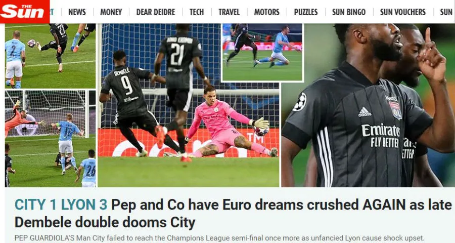 The Sun destacó la eliminación del City