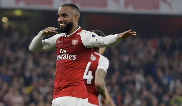 Lacazette celebrando un gol con el Arsenal