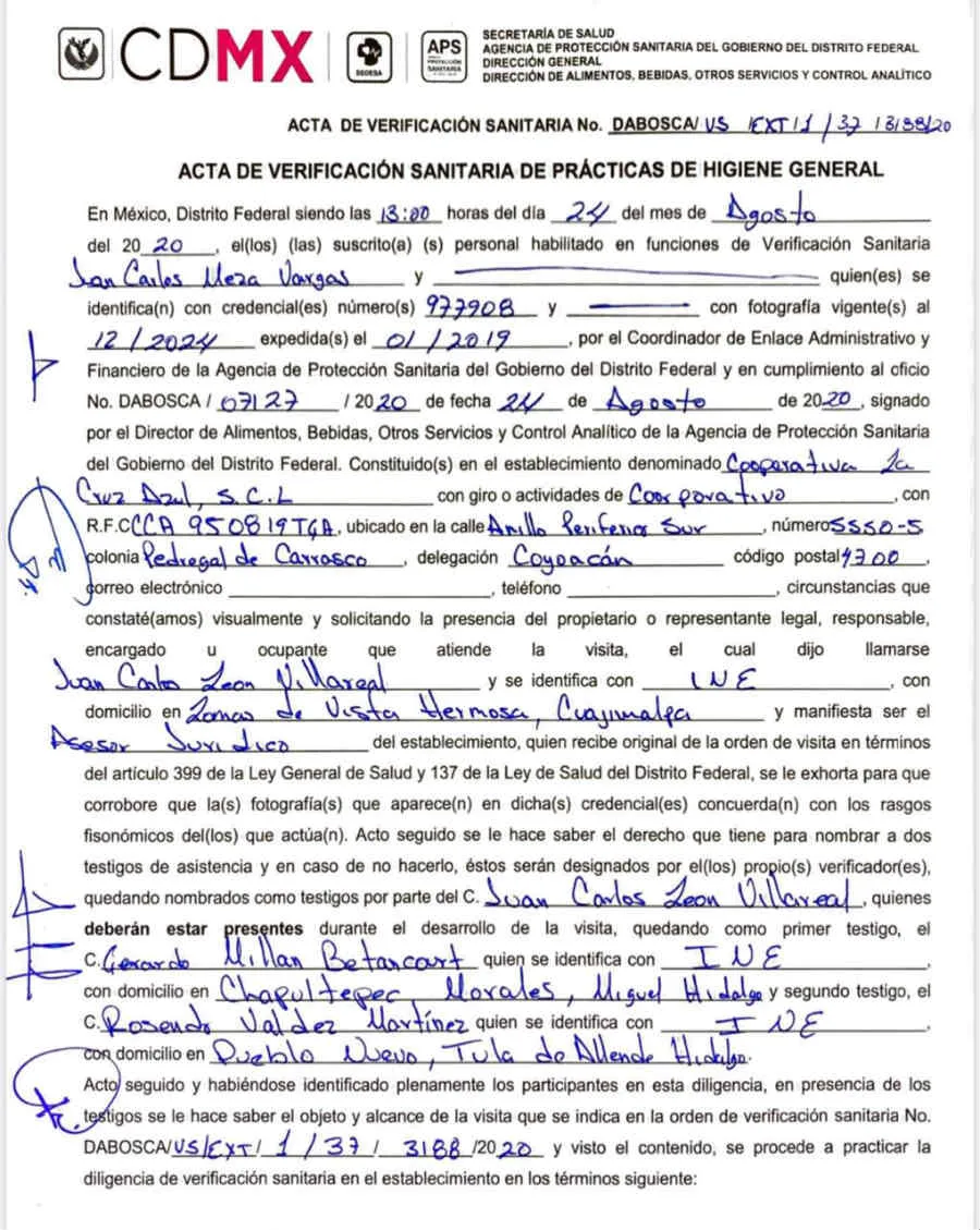 Documento del juzgado en la Ciudad de México