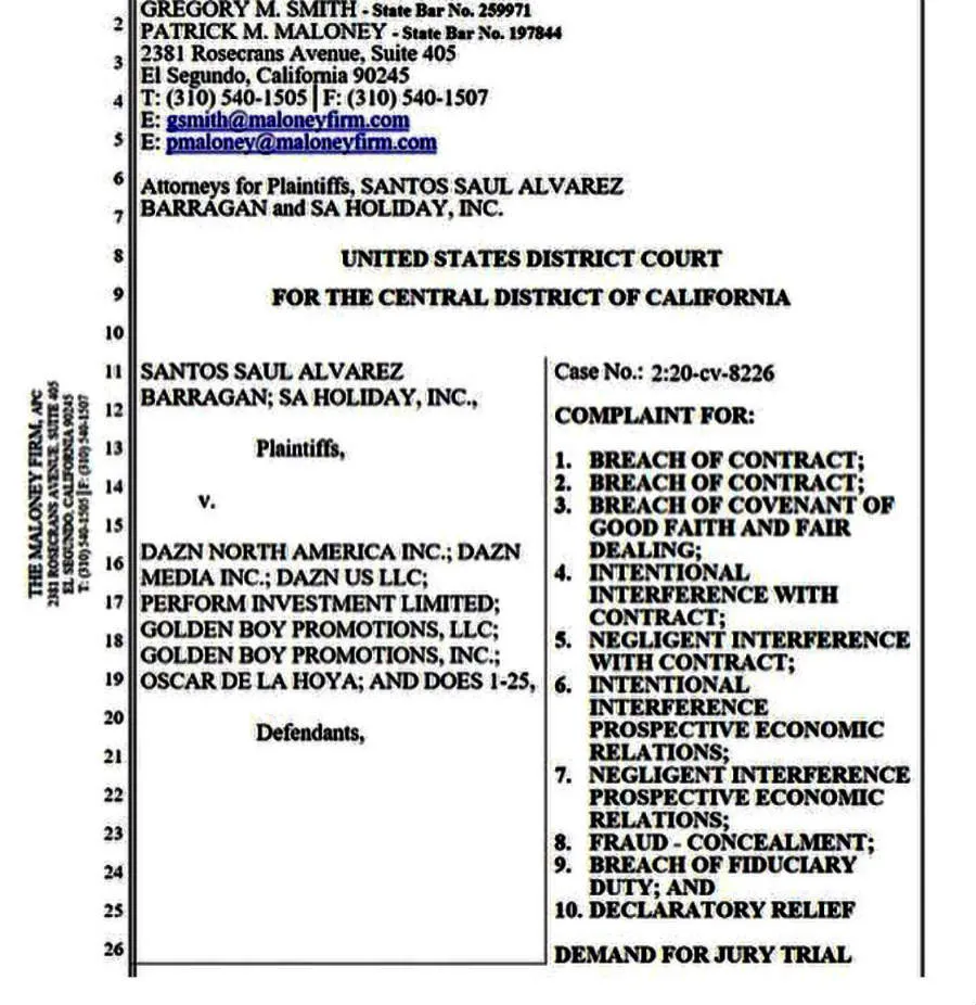 Demanda de Saúl Álvarez