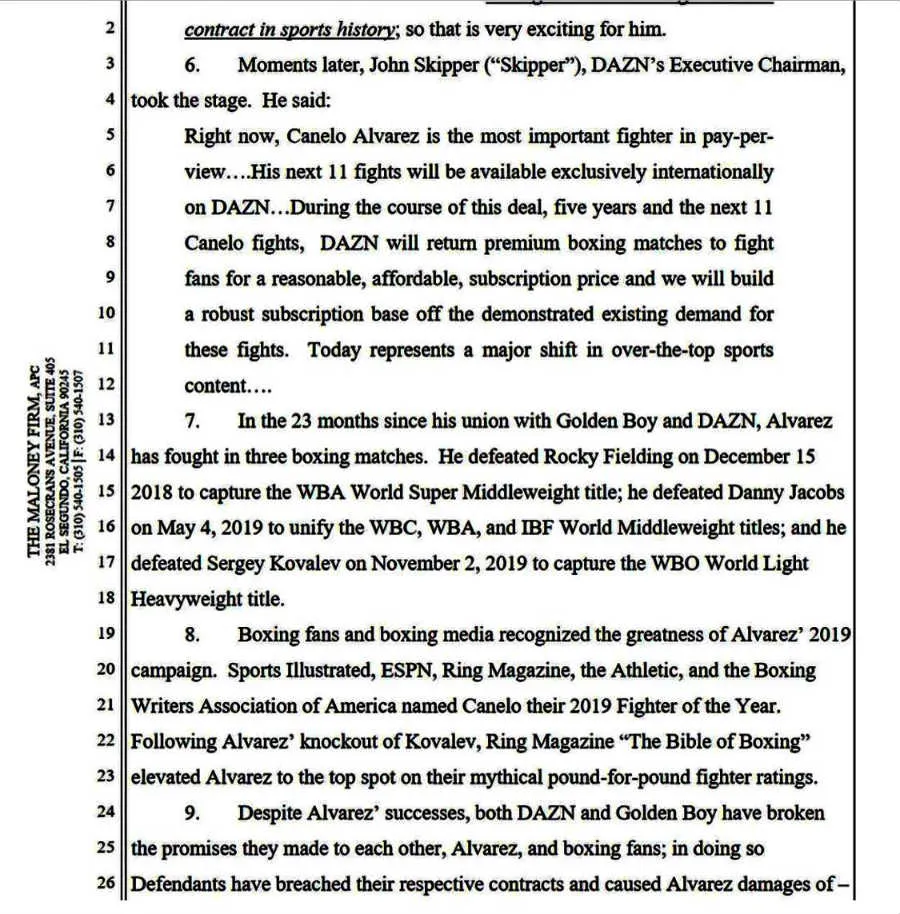 Demanda de Saúl Álvarez