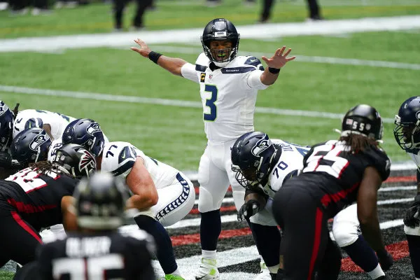 Russell Wilson en acción con Seattle Seahawks