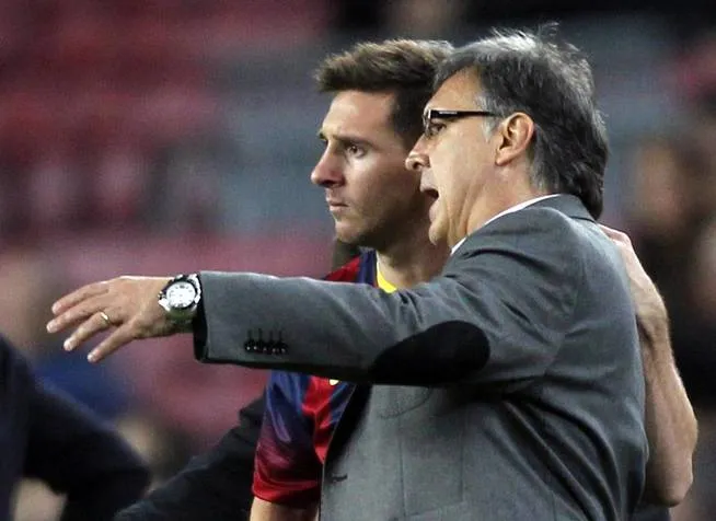 Martino y Messi en el Barcelona