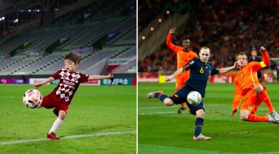 Andrés Iniesta y su hijo