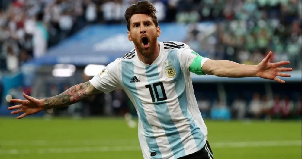Lionel Messi en festejo con Argentina