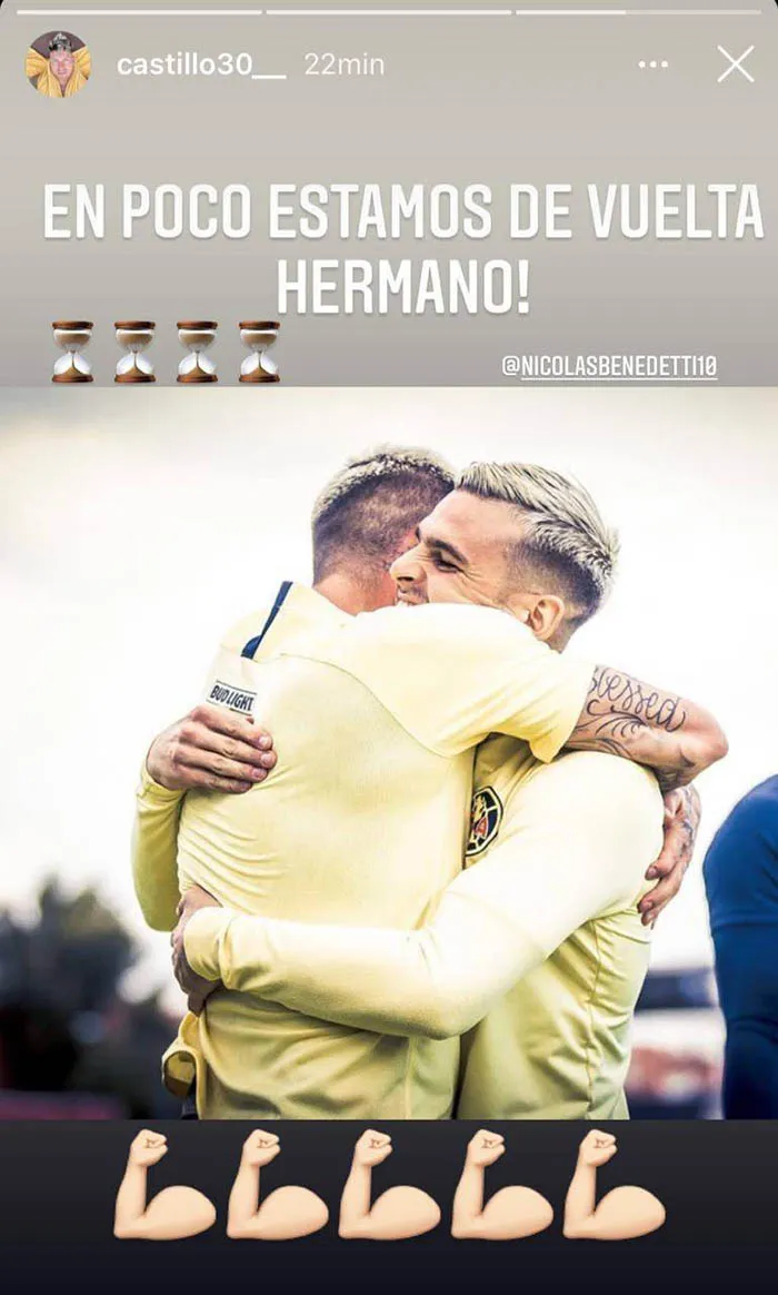 INSTAGRAM @CASTILLO30_ Así fue el mensaje de ánimo de Nico Castillo a Benedetti