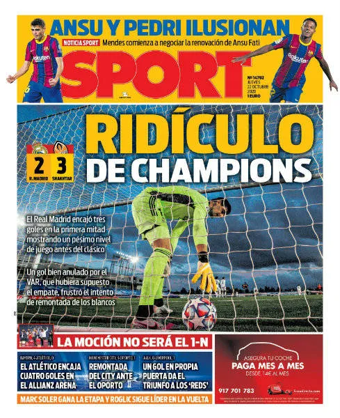 Portada en el portal de Diario Sport