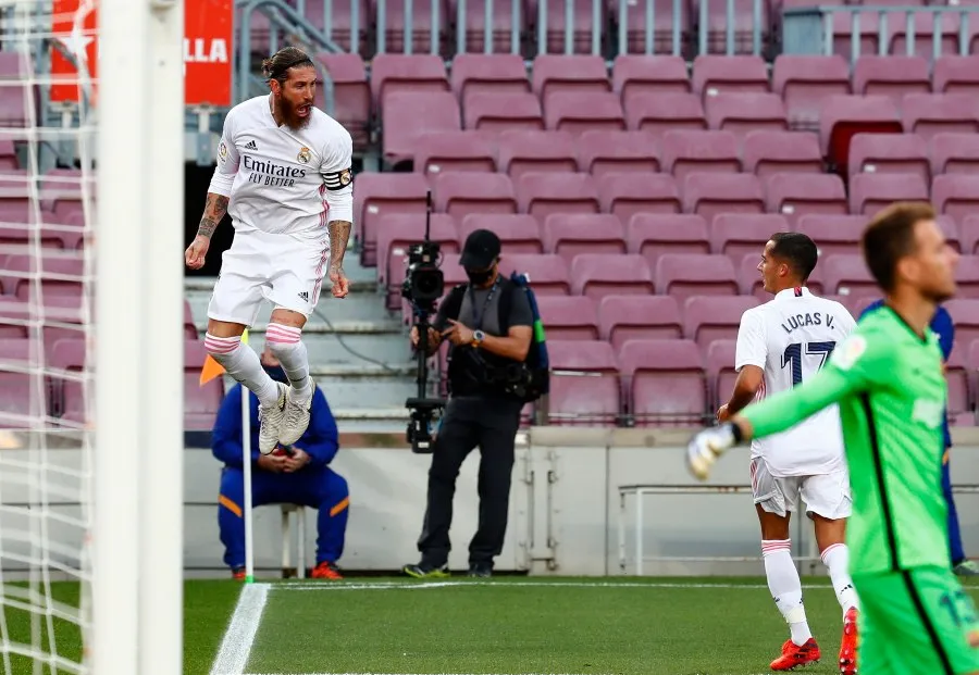 AP Sergio Ramos festejando luego de anotar el penalti a favor del Real Madrid