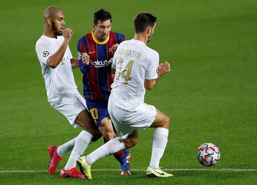 Lionel Messi durante un partido de Champions
