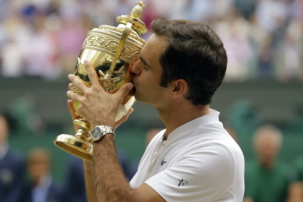 Roger Federer tras conquistar Wimbledon