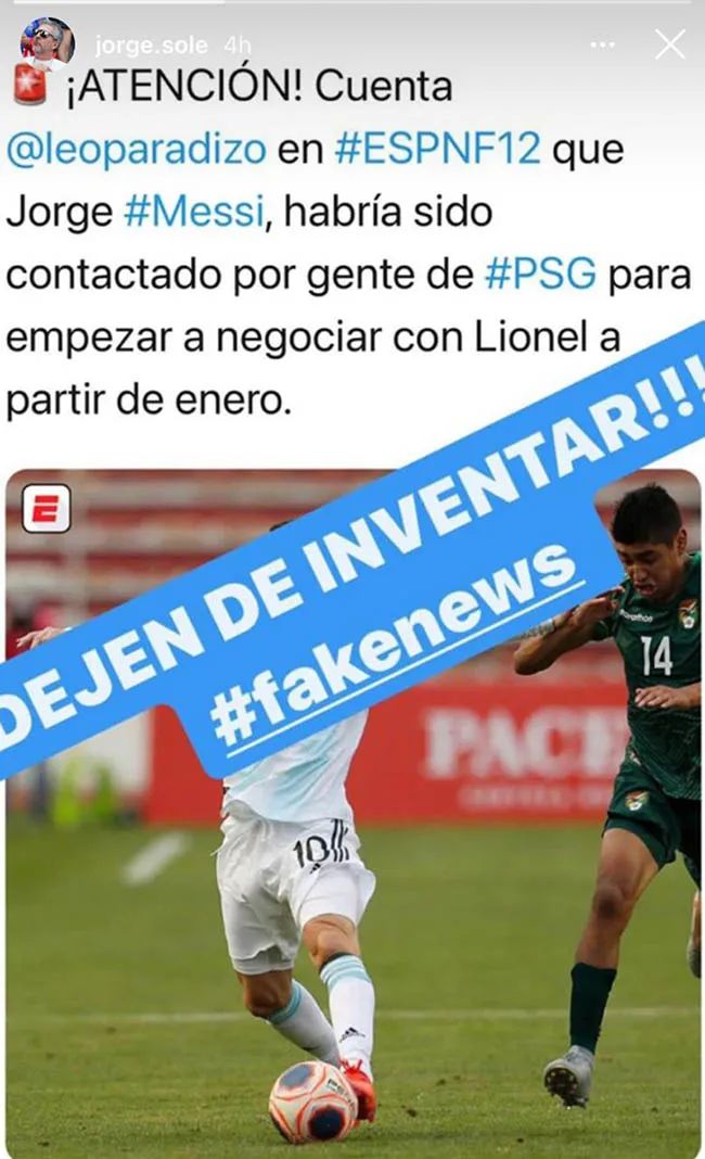 INSTAGRAM @JORGE.SOLE Así fue la reacción del papá de Messi ante los rumores