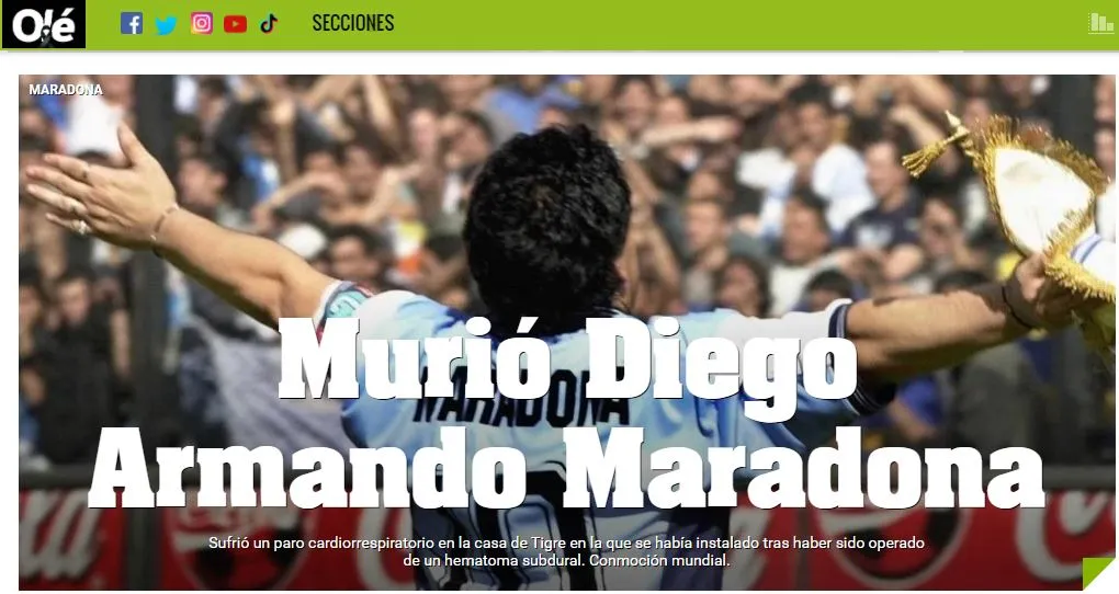 OLÉ Portada digital