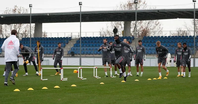 Jugadores del cuadro merengue durante una sesión