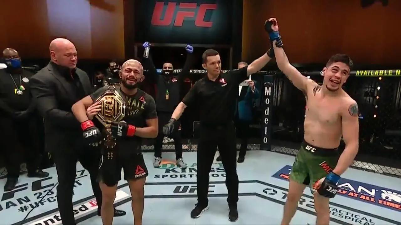 Deiveson y Brandon Moreno tras su combate