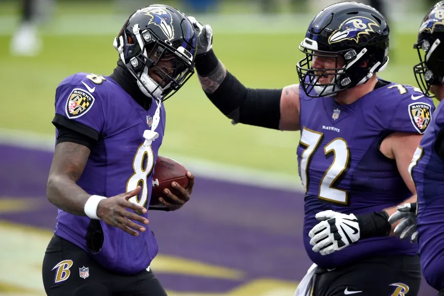 Lamar Jackson en un partido con los Ravens