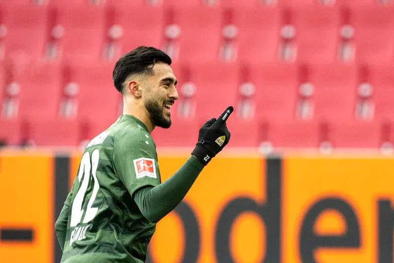 Nicolás González celebrando un gol con el Stuttgart
