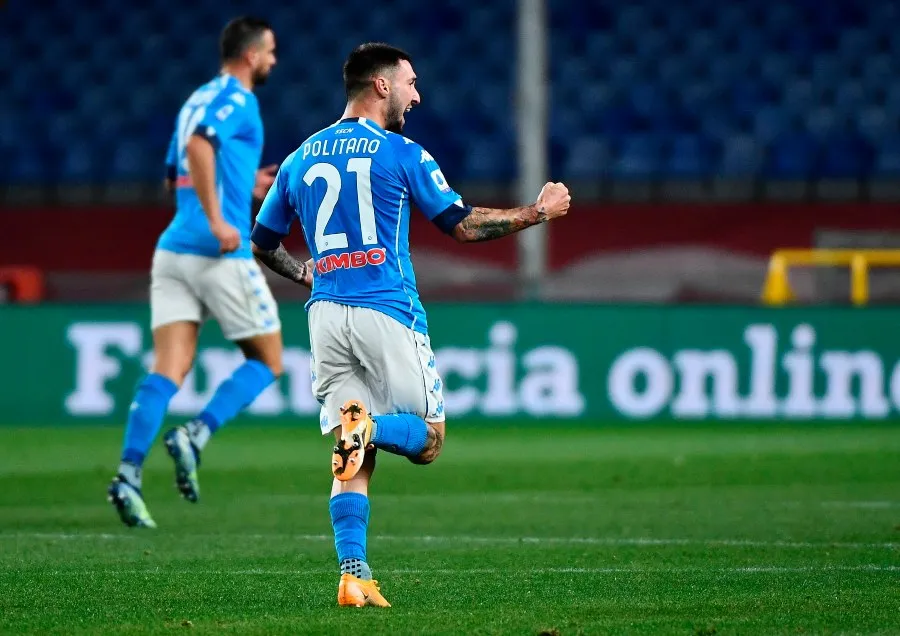 EFE Politano festejando el único gol a favor del Napoli