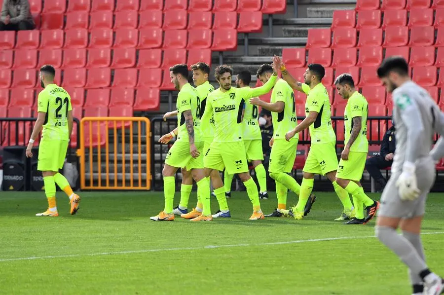 Jugadores del Atleti en festejo