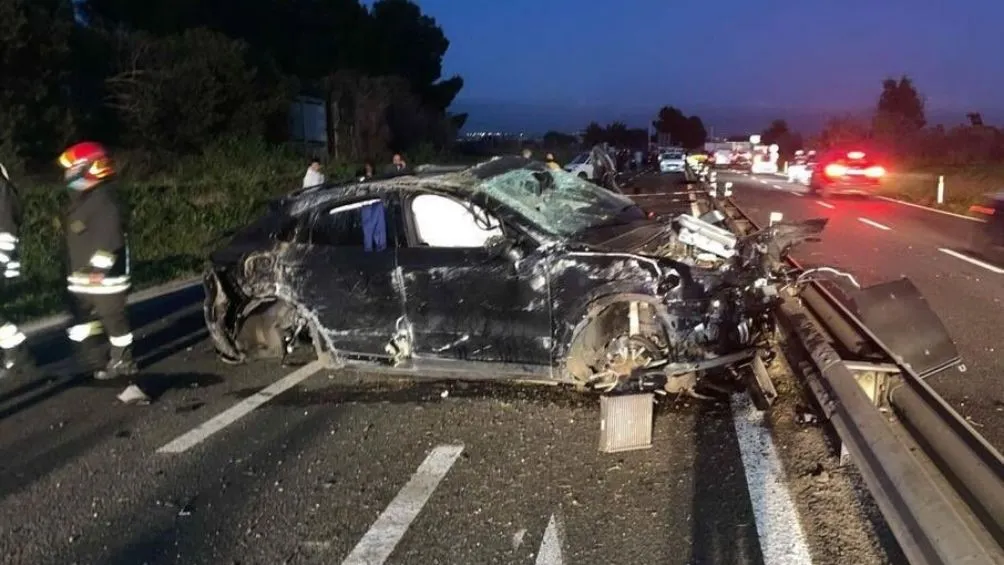 @UnioneSarda El auto destrozado de Cossu