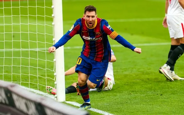 TWITTER @FCBarcelona_es Messi celebra gol frente al Sevilla