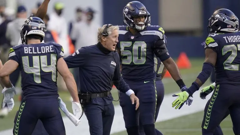 Pete Carroll, en un partido de Seattle