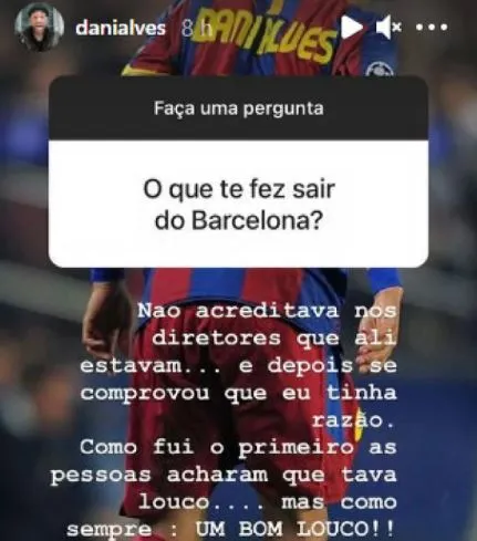 ESPECIAL Historia de Dani Alves en Instagram