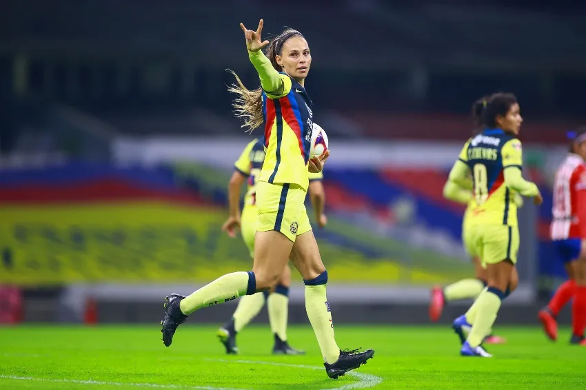 IMAGO7 Janelly Farias tras anotar gol a favor de las Águilas