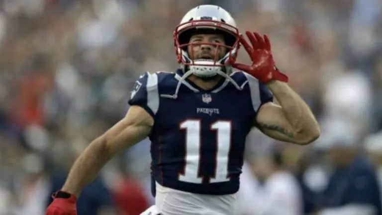 Edelman celebra una anotación con los Patriots