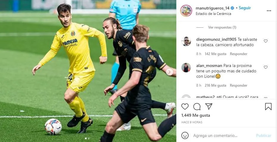 INSTAGRAM:@MANUELTRIGUEROS_14 Fans arremeten contra Manuel Trigueros