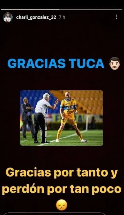@charli_gonzalez_32 Mensaje de González al Tuca