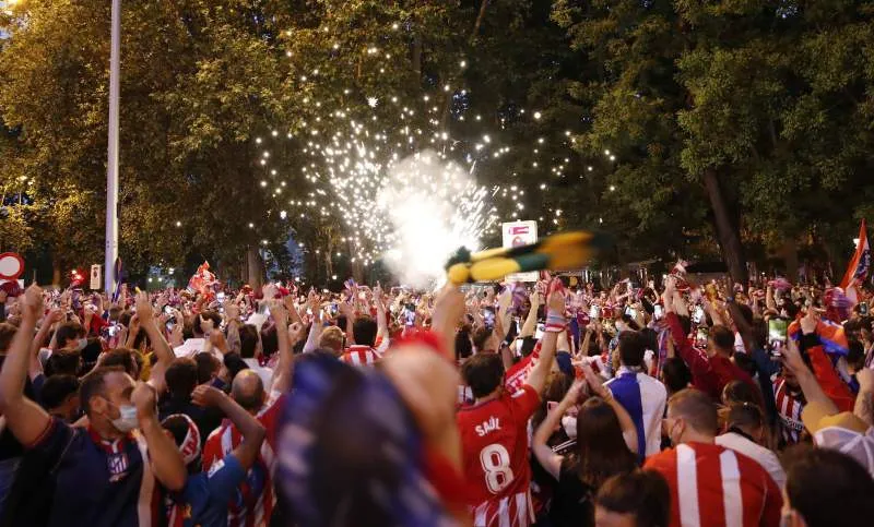 Celebración aficionados de Atlético de Madrid