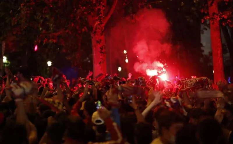 Celebración aficionados de Atlético de Madrid
