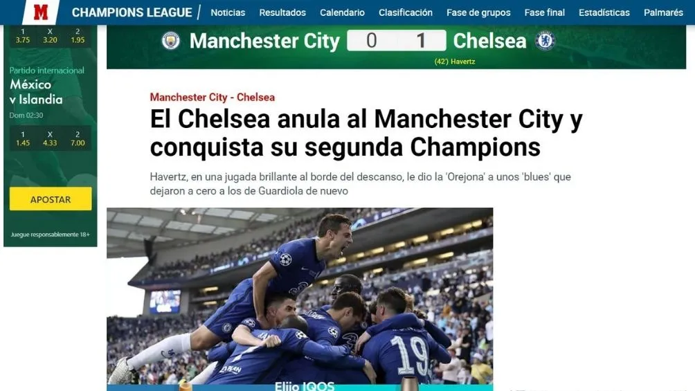 Marca sobre la segunda Champions del Chelsea