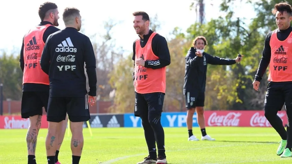 Messi en la concentración con Argentina