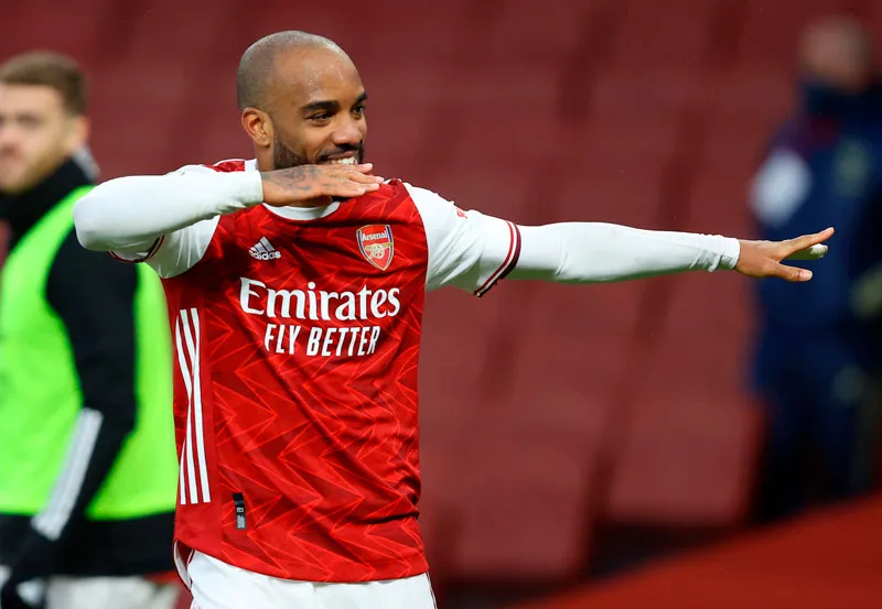 Lacazette celebrando un gol con el Arsenal