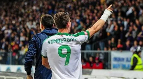 ESPECIAL Andrés Vombergar en festejo con el NK Olimpija esloveno