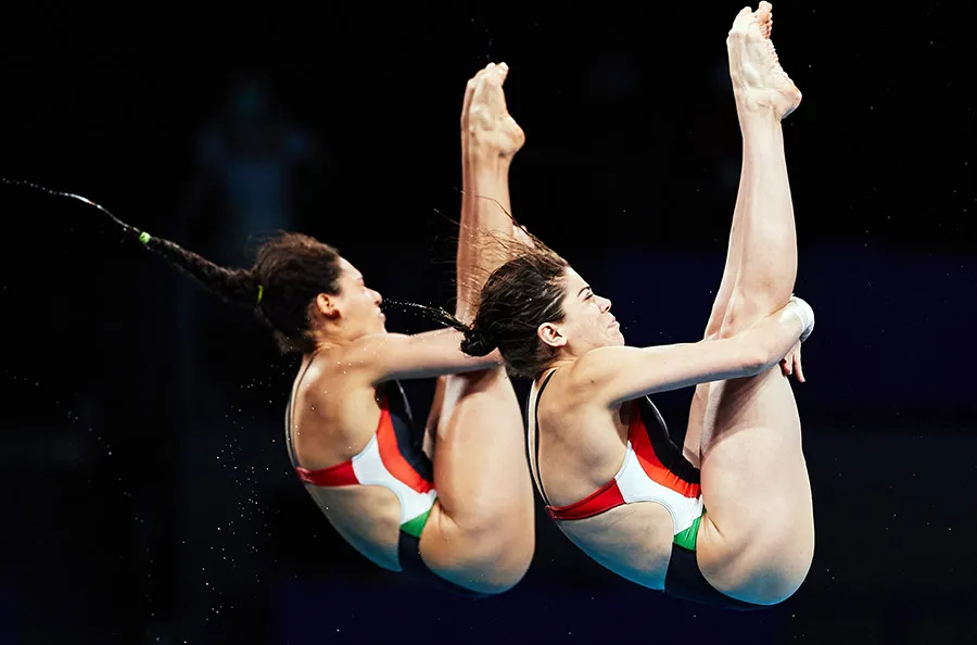 Orozco con Gaby Agúndez en ejecución durante Tokio 2020