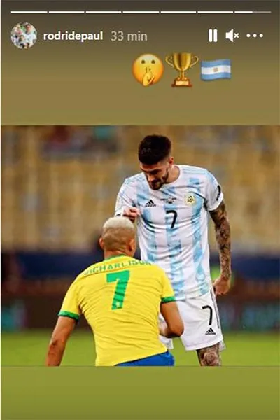 Rodrigo de Paul subió esta historia en respuesta a Richarlison