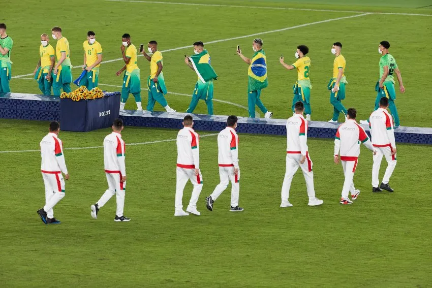 Selección Mexicana de futbol previo recibir su medalla de bronce en Tokio 2020