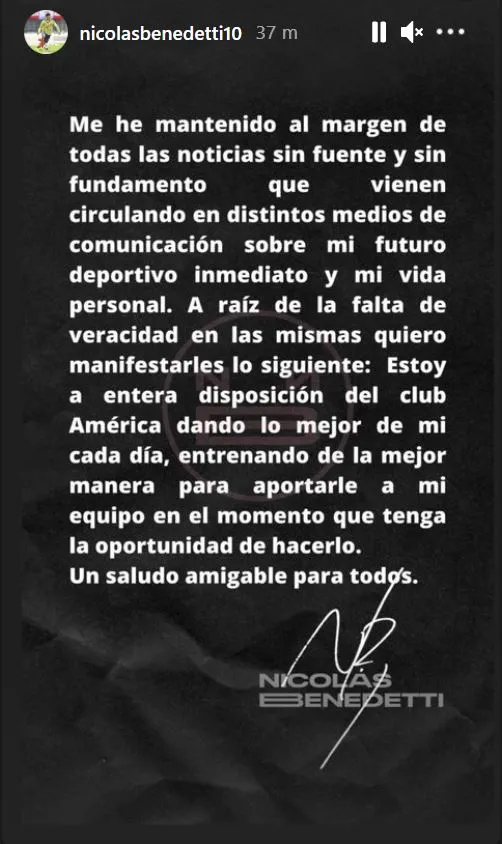 Mensaje de Benedetti