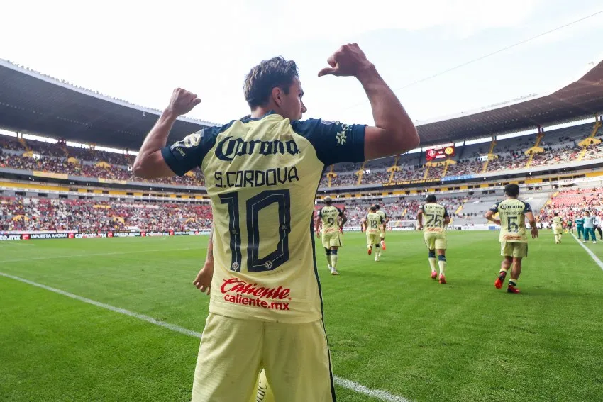 Sebastián Córdova tras anotar gol a favor del América