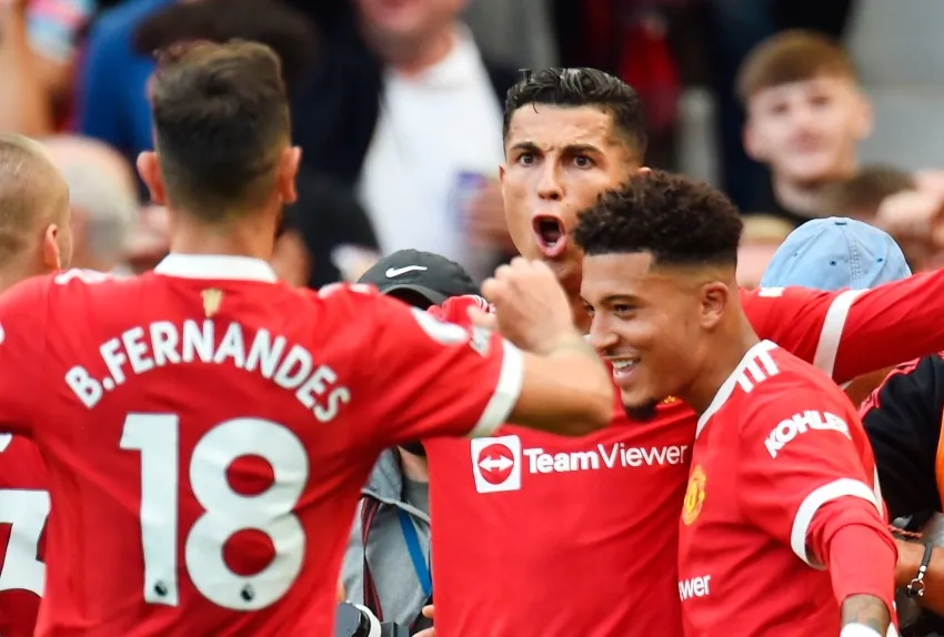 EFE Bruno Fernandes y CR7 festejando un gol a favor