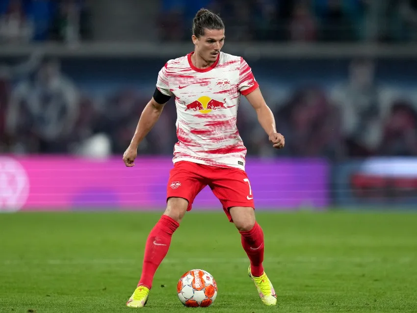 AP Sabitzer en un partido del Leipzig