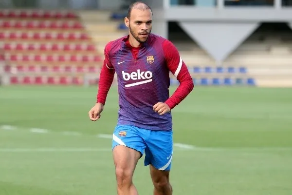 TWITTER @FCBarcelona_es Martin Braithwaite durante entrenamiento