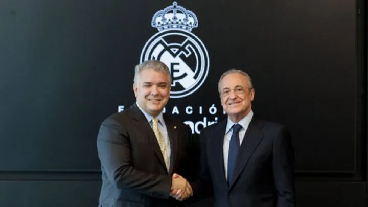 Duque y Florentino Pérez se saludan