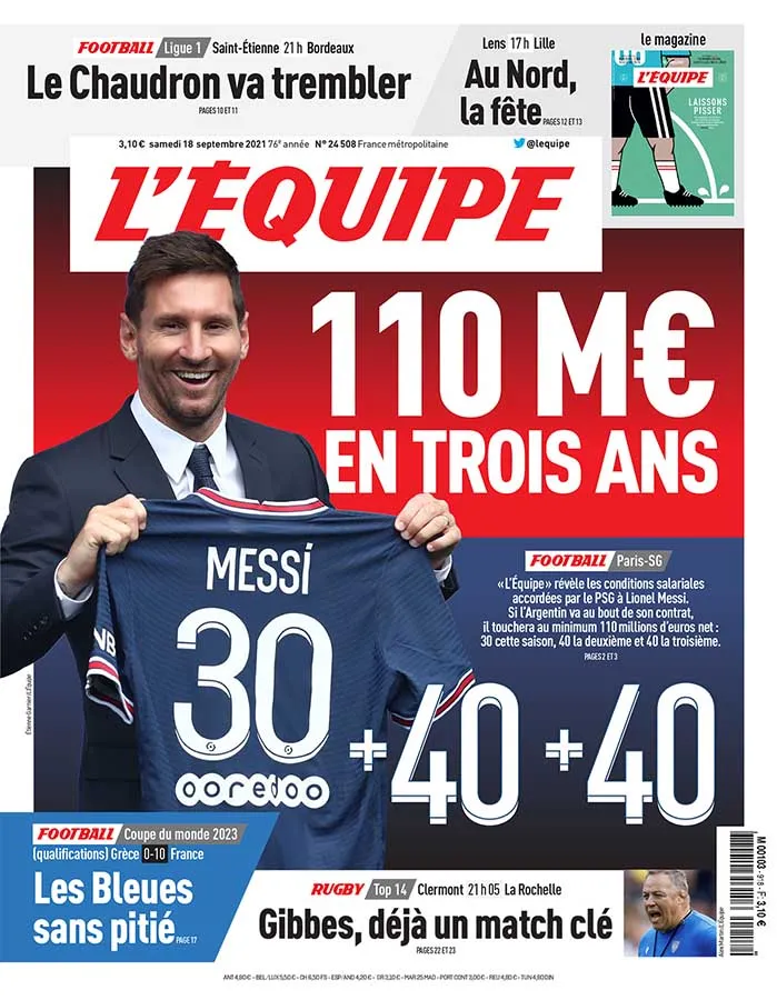 TWITTER @lequipe Portada del diario francés L'Equipe