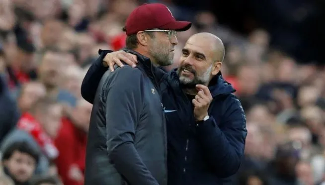Klopp y Guardiola en un juego