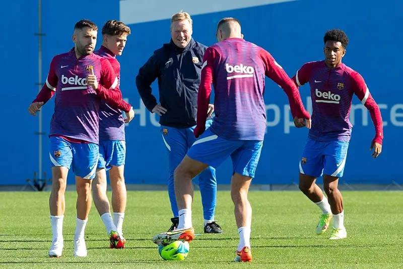 Jordi Alba durante un entrenamiento con el Barcelona